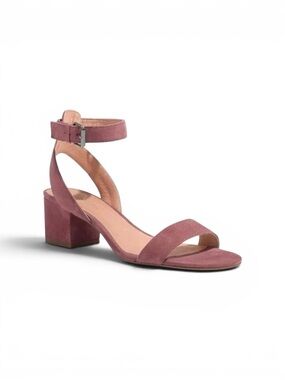 Madewell Alice Sandal Pink Suede Size 7.5 Block Heel Wrap Ankle